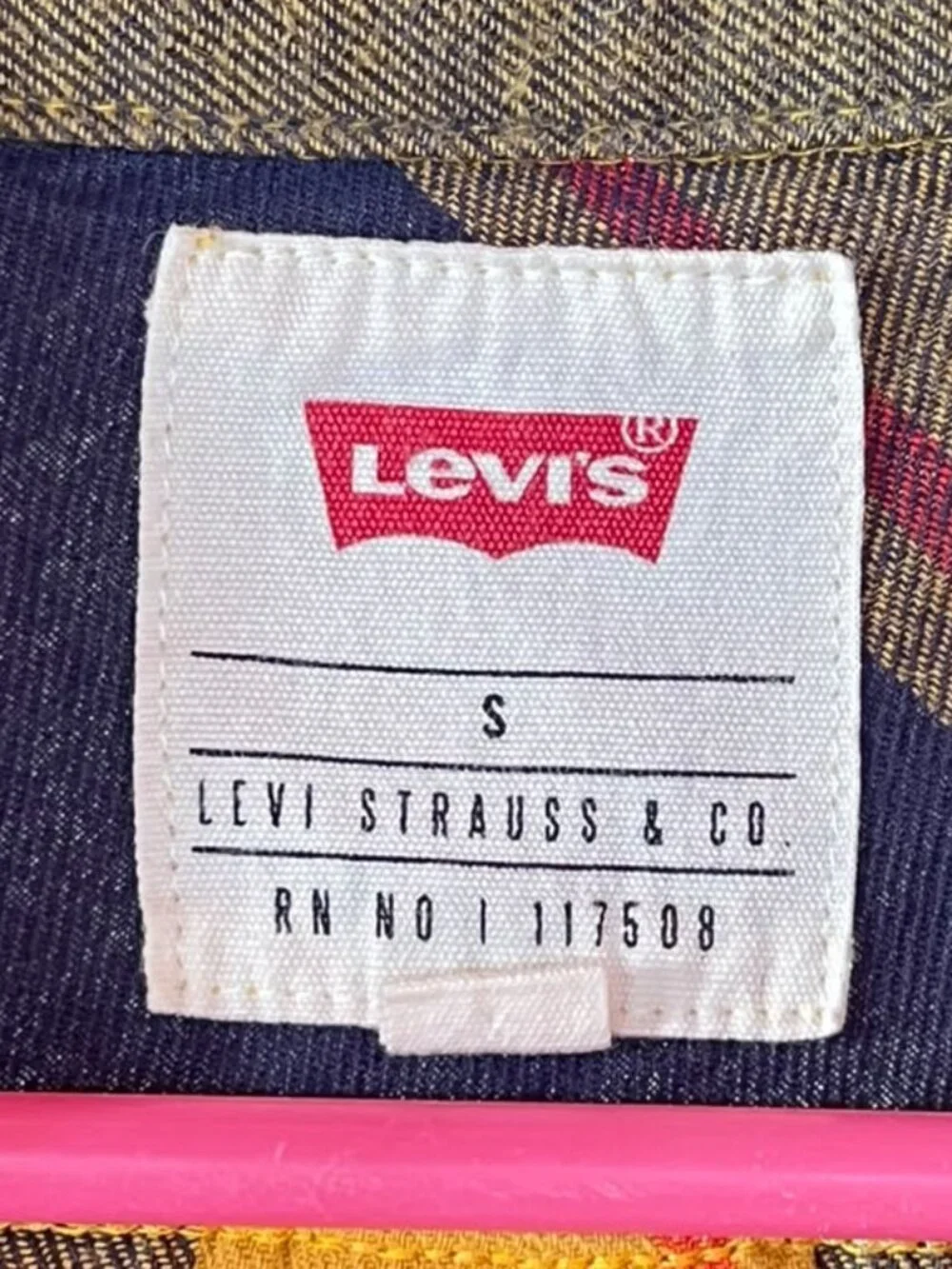 Levi's Yellow & Navy Blue Plaid Long Sleeve Flannel Button Down Shirt Small
